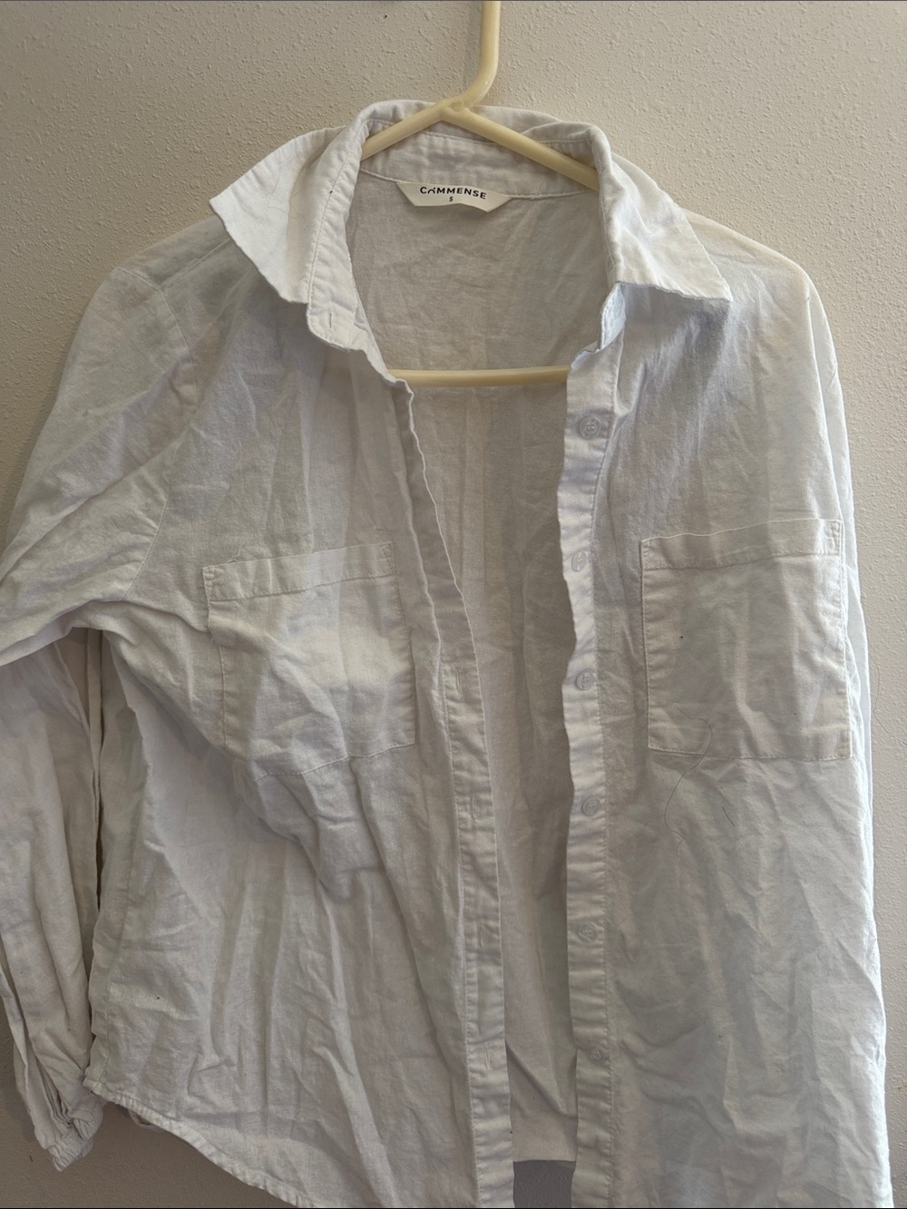 Commense White Button-Down Women's Shirt